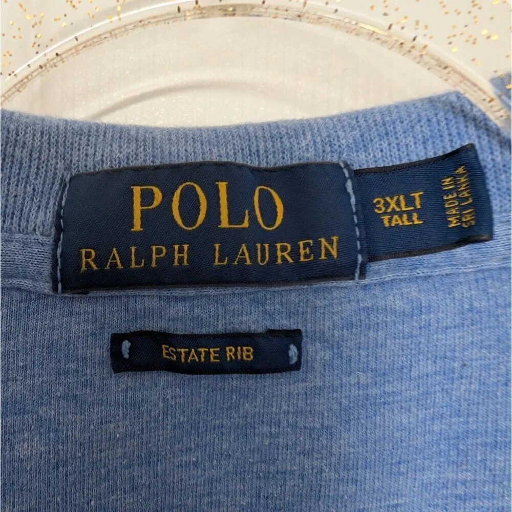 Polo Ralph Lauren Estate Rib 1/4 Sweater Mens Size 3XL Tall Blue Pony Pullover
